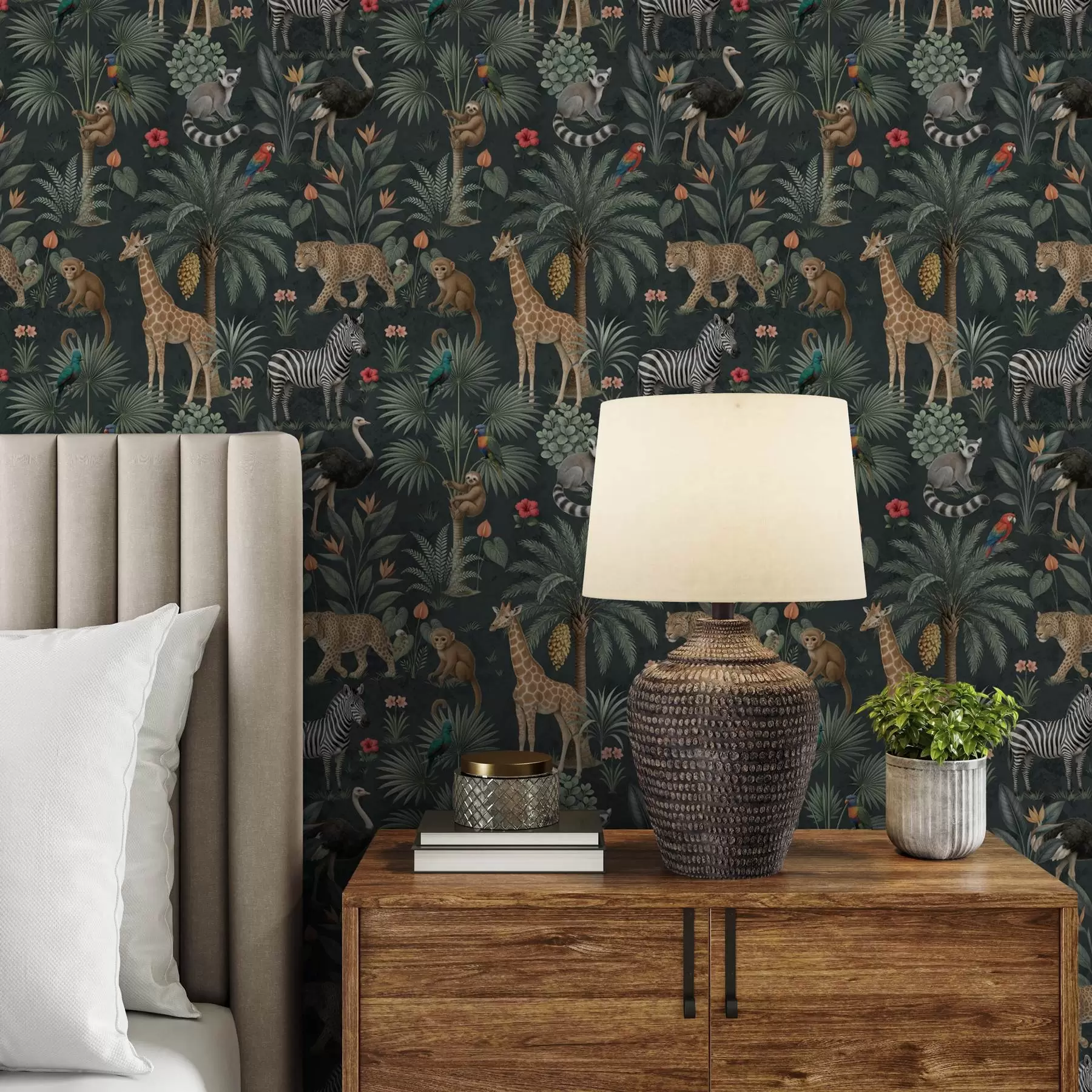 Фототапет Реалистични тропически животни сред растенията a00427