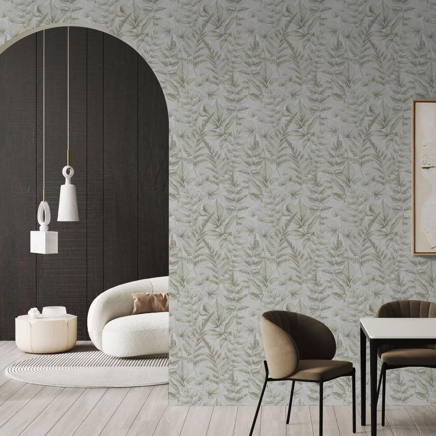 Фототапет Меки пастелни листа в акварелен ботанически стил a00437