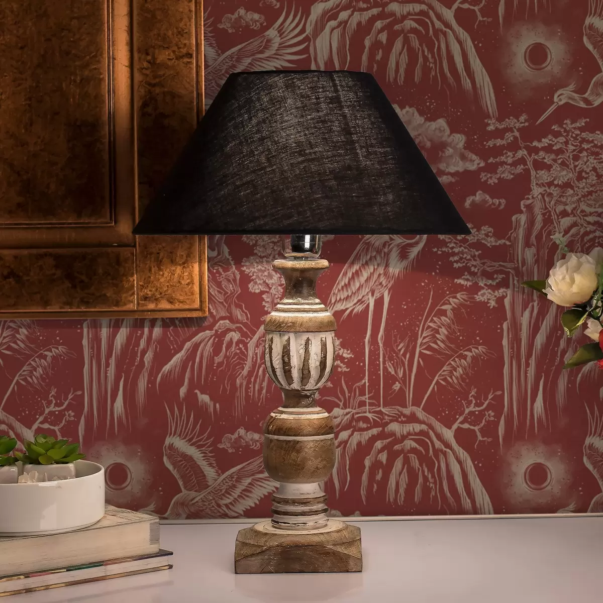 Тапети Чапли, планини и облаци в стила на японската гравюра a00458