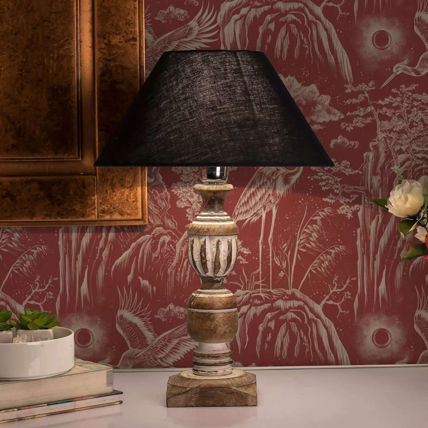 Фототапет Чапли, планини и облаци в стила на японската гравюра a00458