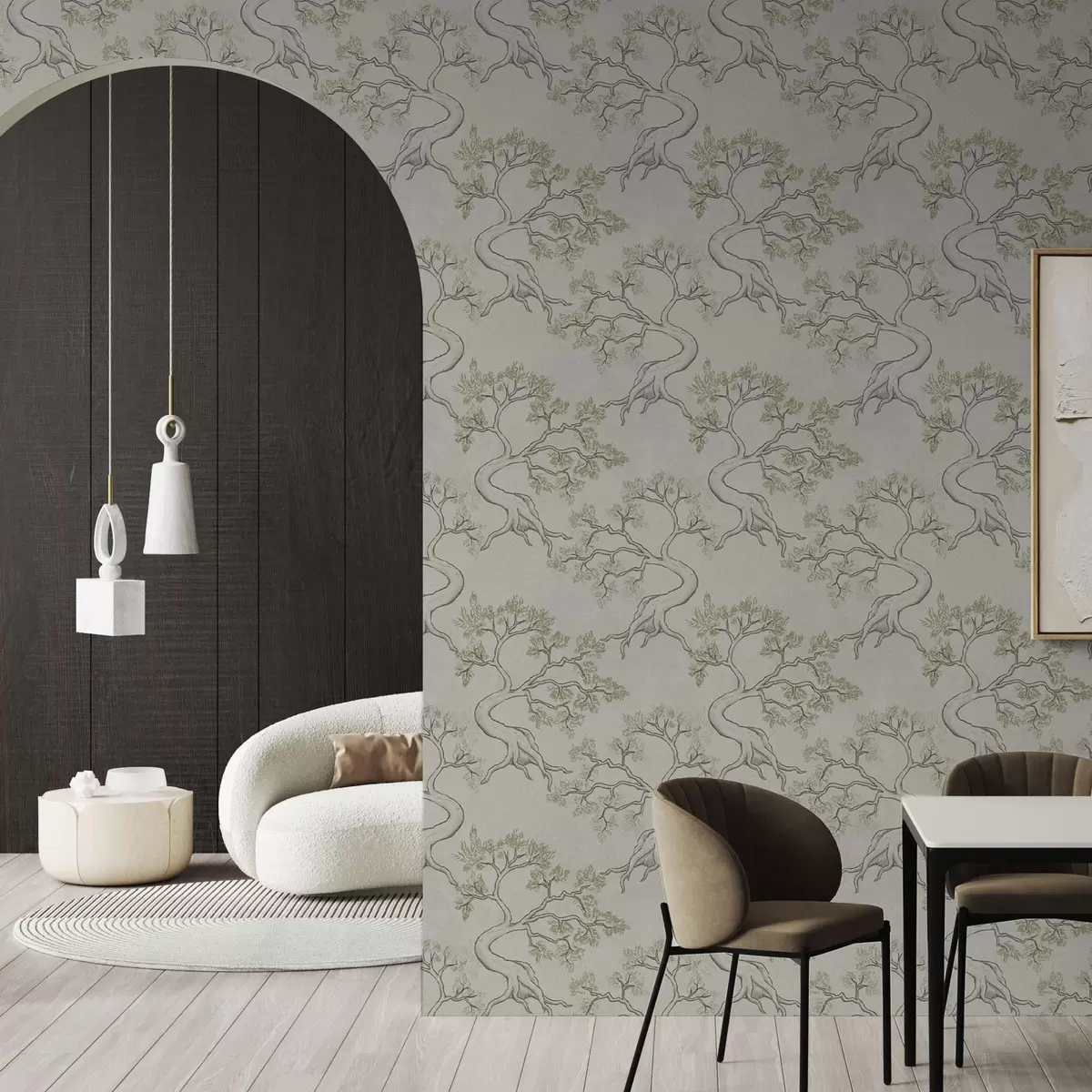 Тапети Едноцветни дървета с причудливо извити стволове a00468