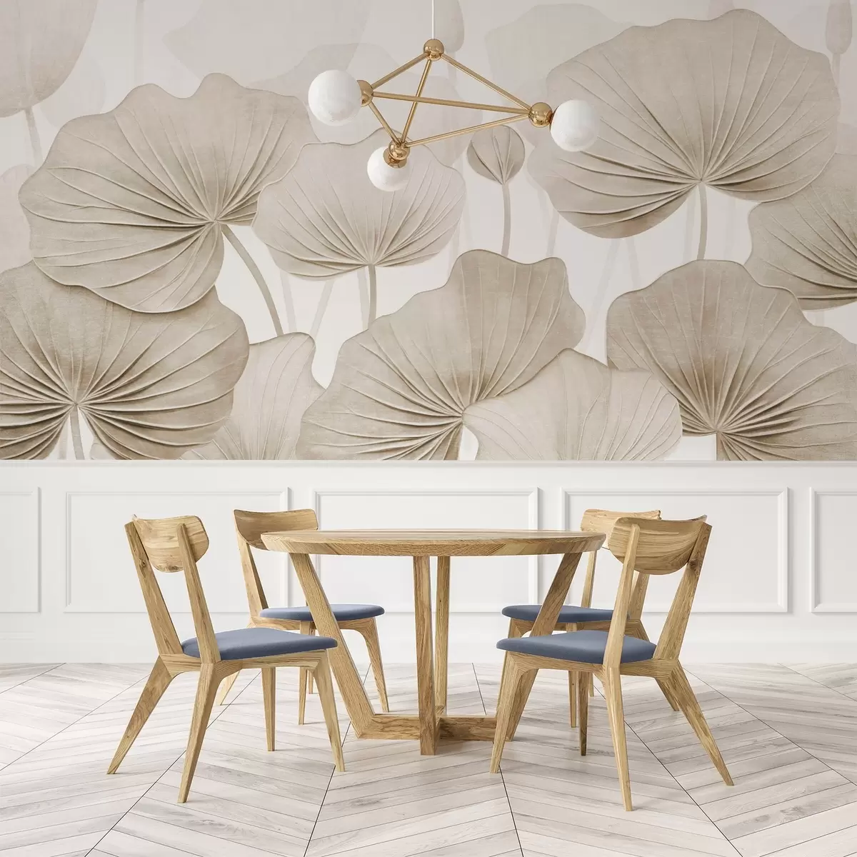 Фототапет Лотосови листа с имитация на изстрадана текстура w04412v1