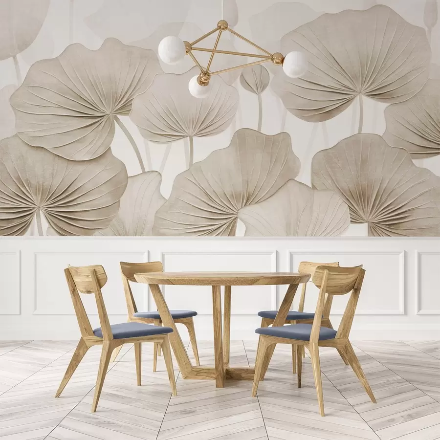 Фототапет Лотосови листа с имитация на изстрадана текстура w04412v1