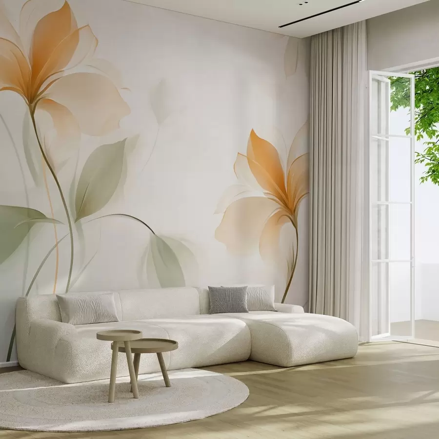 Фототапет Прозрачни цветове с наситен оранжев център w04397v1