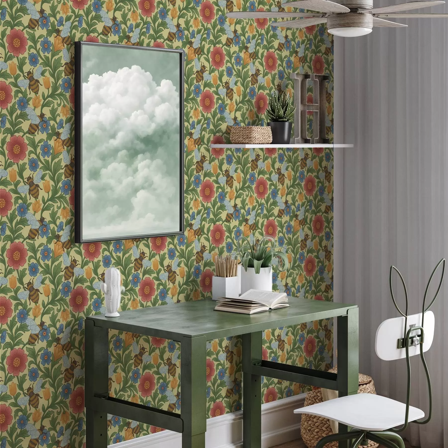 Фототапет Ярки цветове с големи пчели a00315