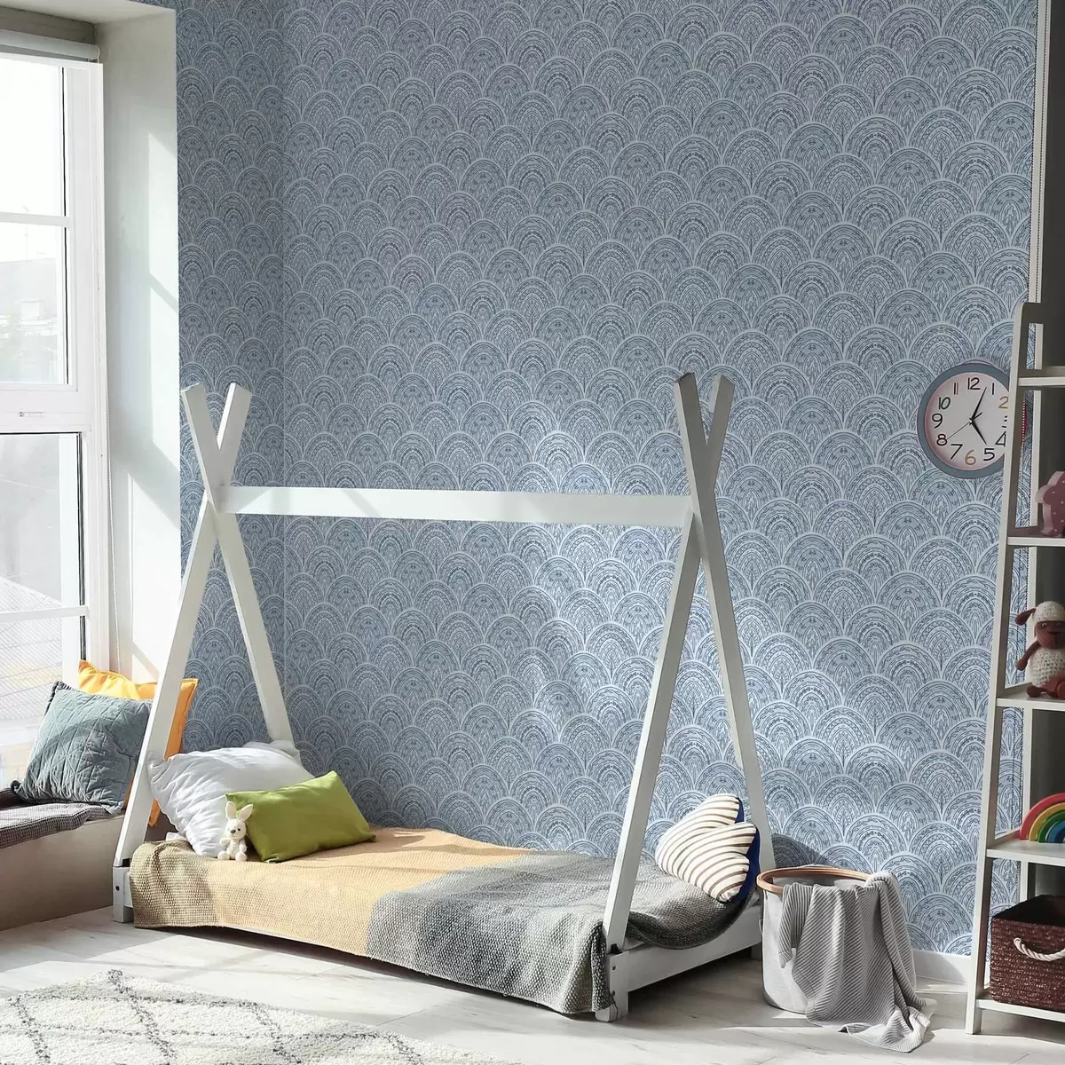 Тапети Син орнамент с арки и шарки a00332