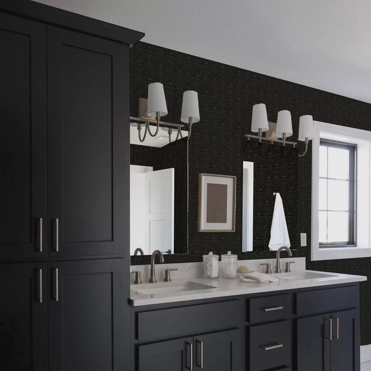 Тапети Тъмна украса с растения в класически стил a00412