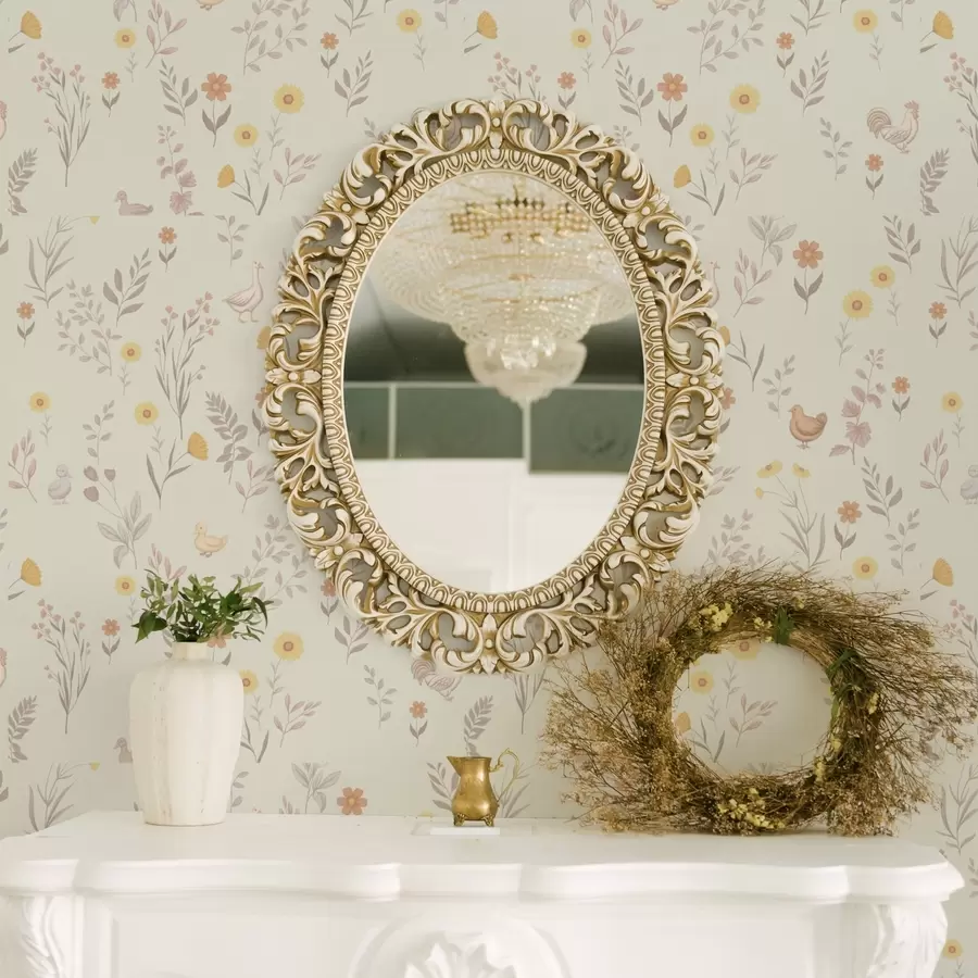 Фототапет Полски цветя и пилета в меки пастелни тонове a00478