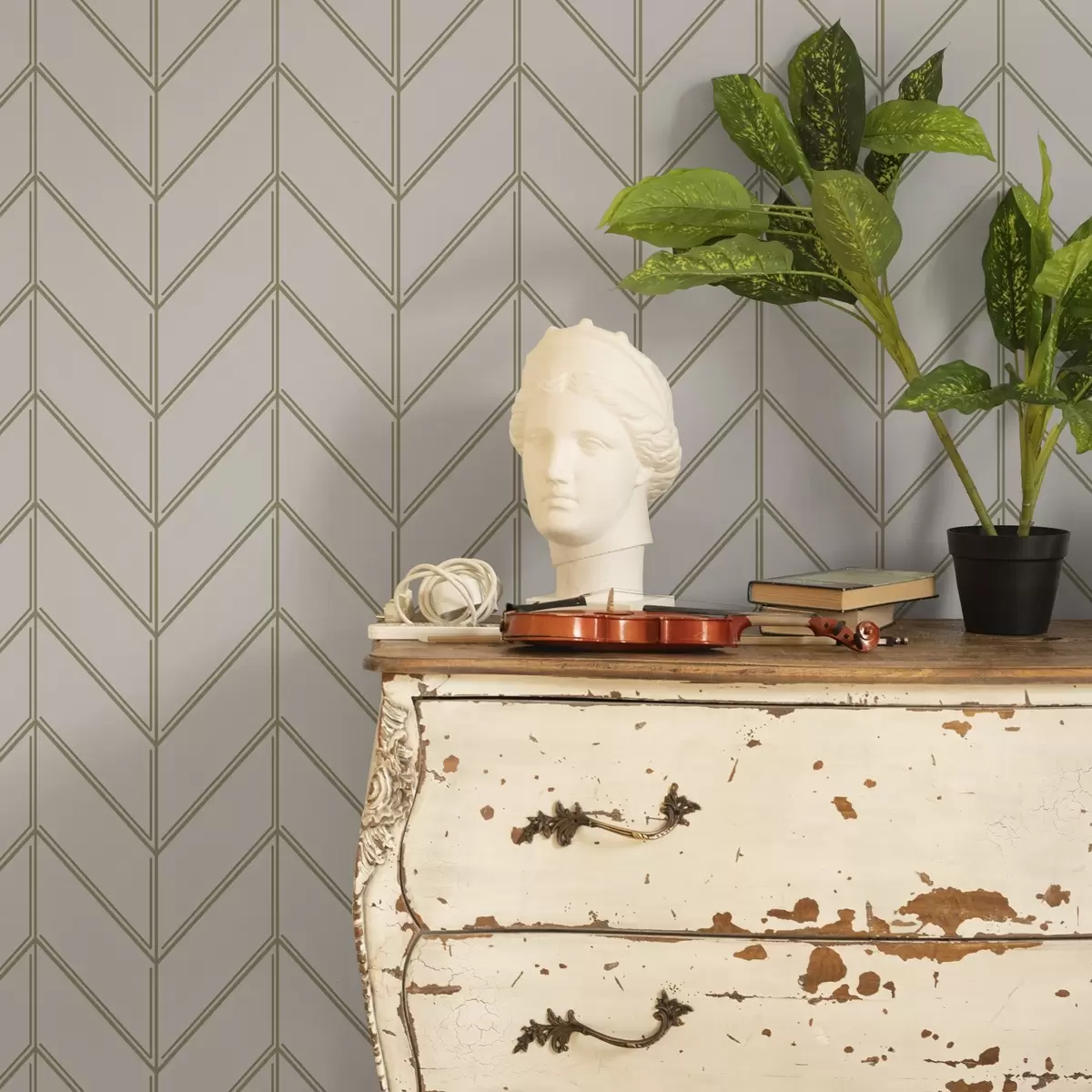 Тапети Геометрия под формата на елхи с двойни линии a00488