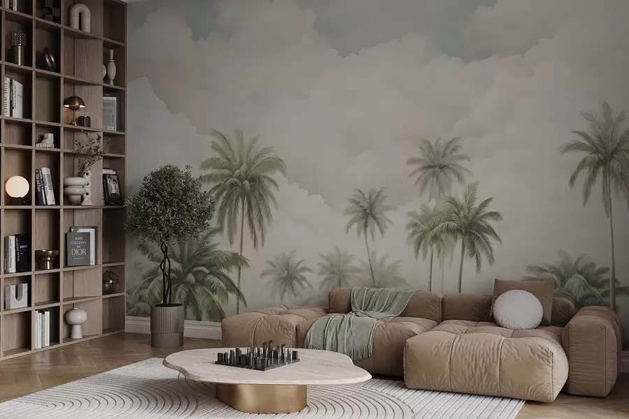 Фототапет Палми на фона на облаци w04485