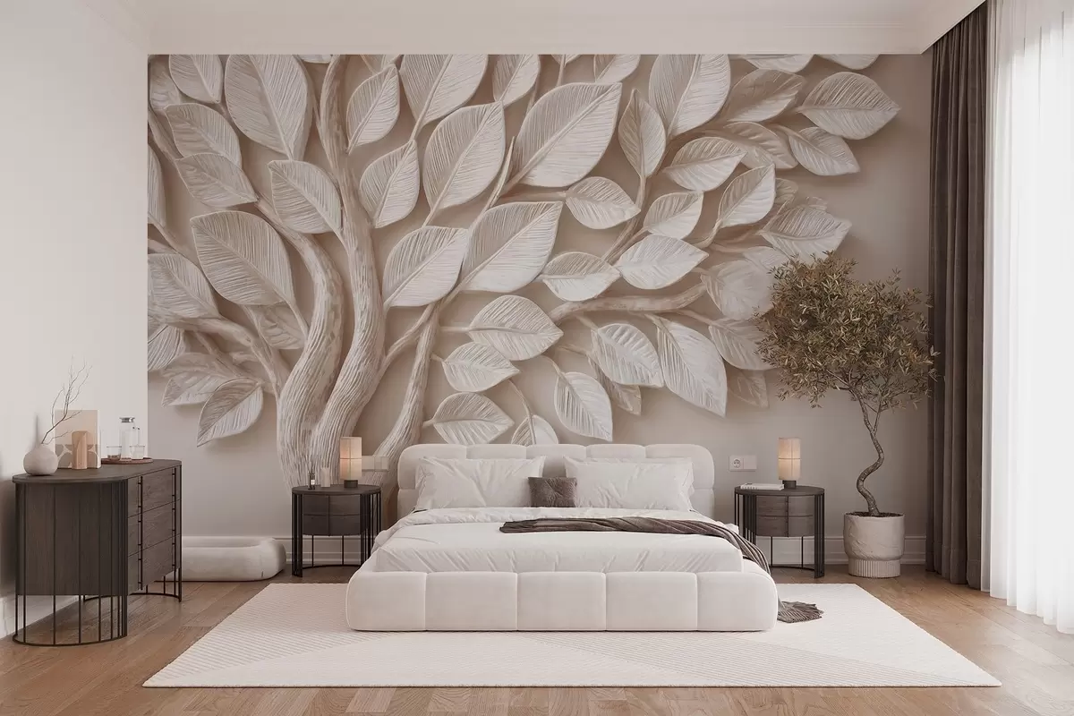 Фототапет Релефно дърво с листа w09359