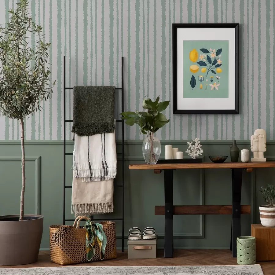 Фототапет Неравномерни ментови ивици на бял фон a00510