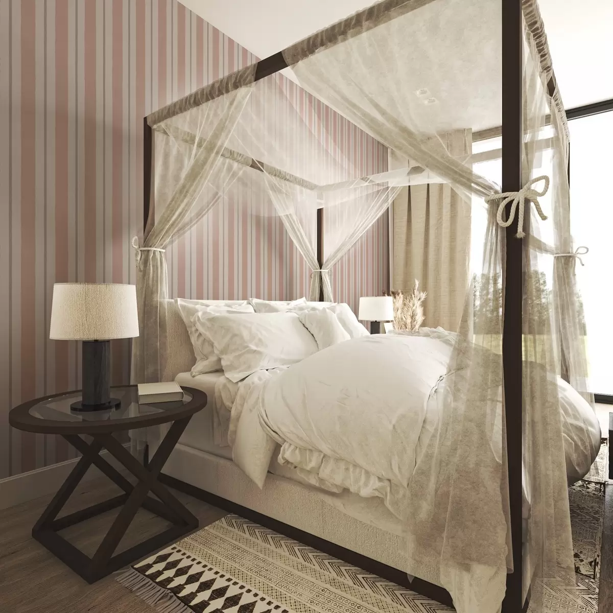 Тапети Теракотено-бежови широки ивици със сивкав акцент a00513