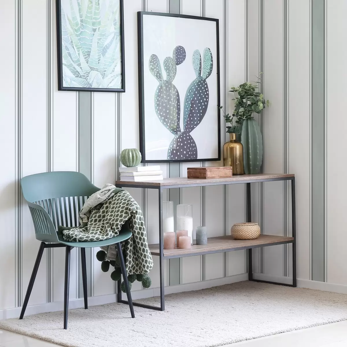 Тапети Широки ивици в сиво-синя палитра a00516