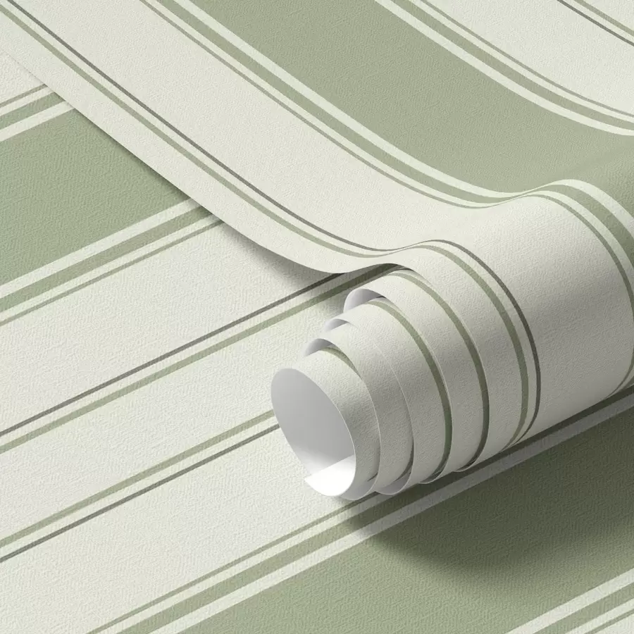 Фототапет Кремав фон с равномерни зелени вертикални ивици a00560