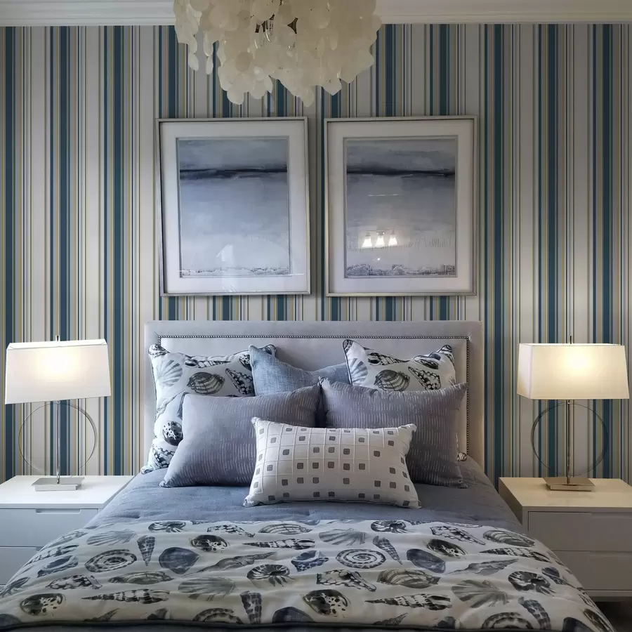 Фототапет Контрастни сини и жълти ивици на бял фон a00566