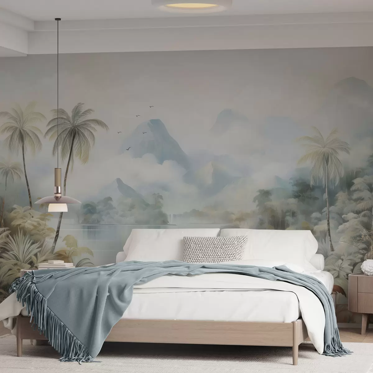 Фототапет Река в джунглата близо до планините w04536