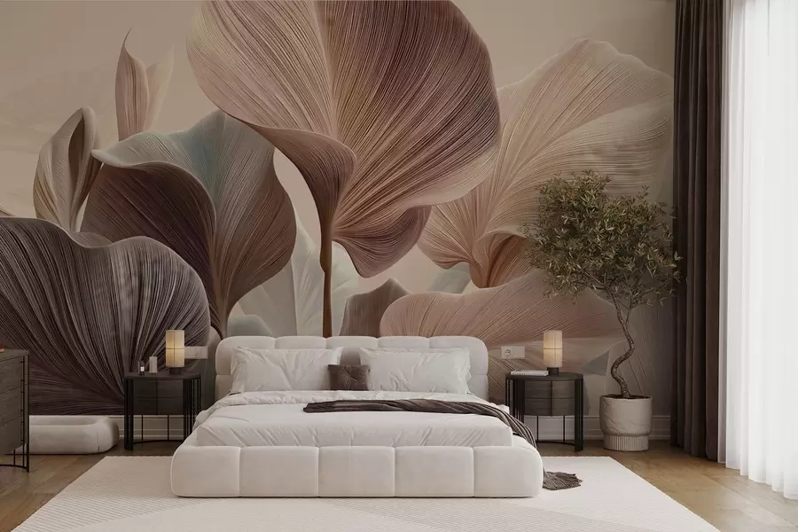 Фототапет Елегантни листа в топли бежови тонове w04549v1