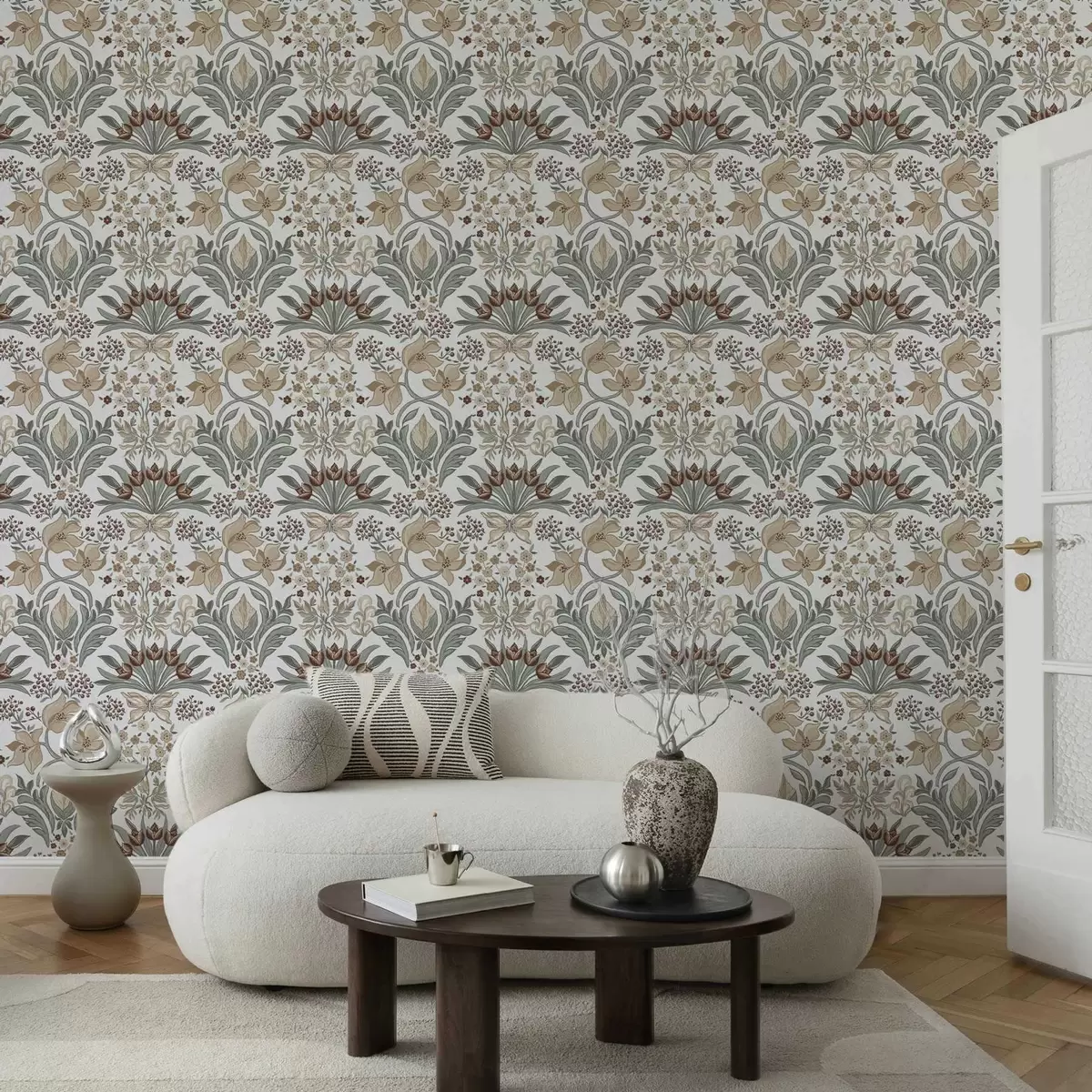 Тапети Декоративни лилии и пеперуда на бял фон a00500v1