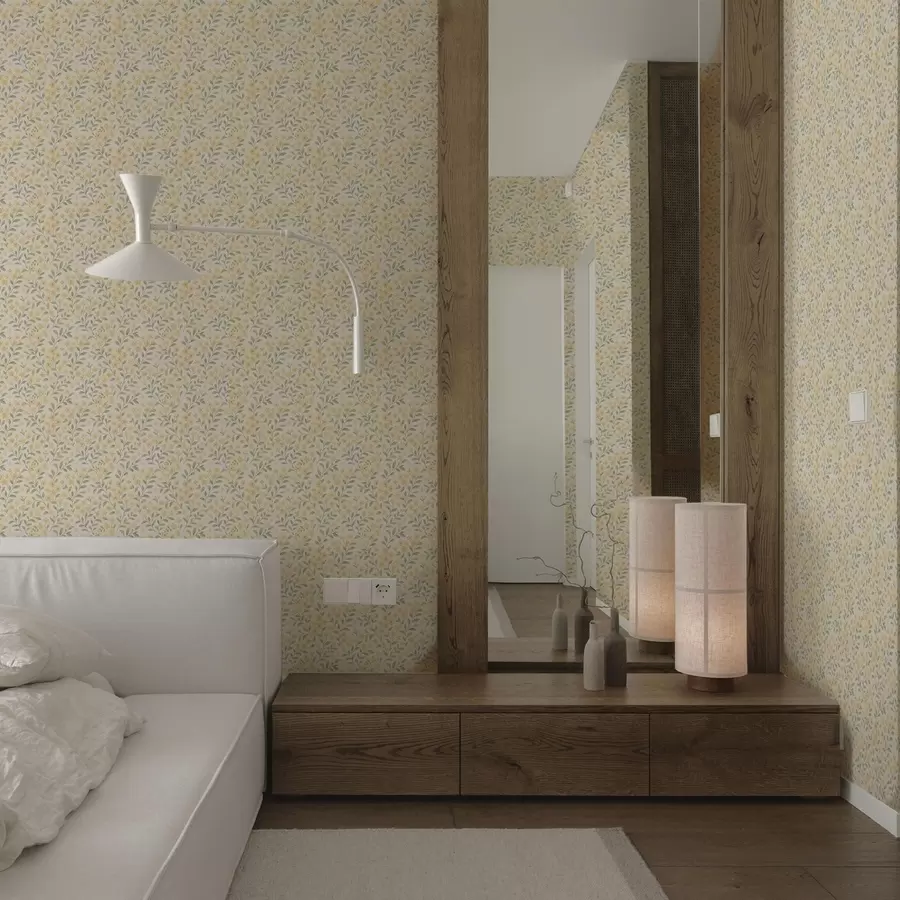 Фототапет Акварелни жълти цветя на светъл фон a00570