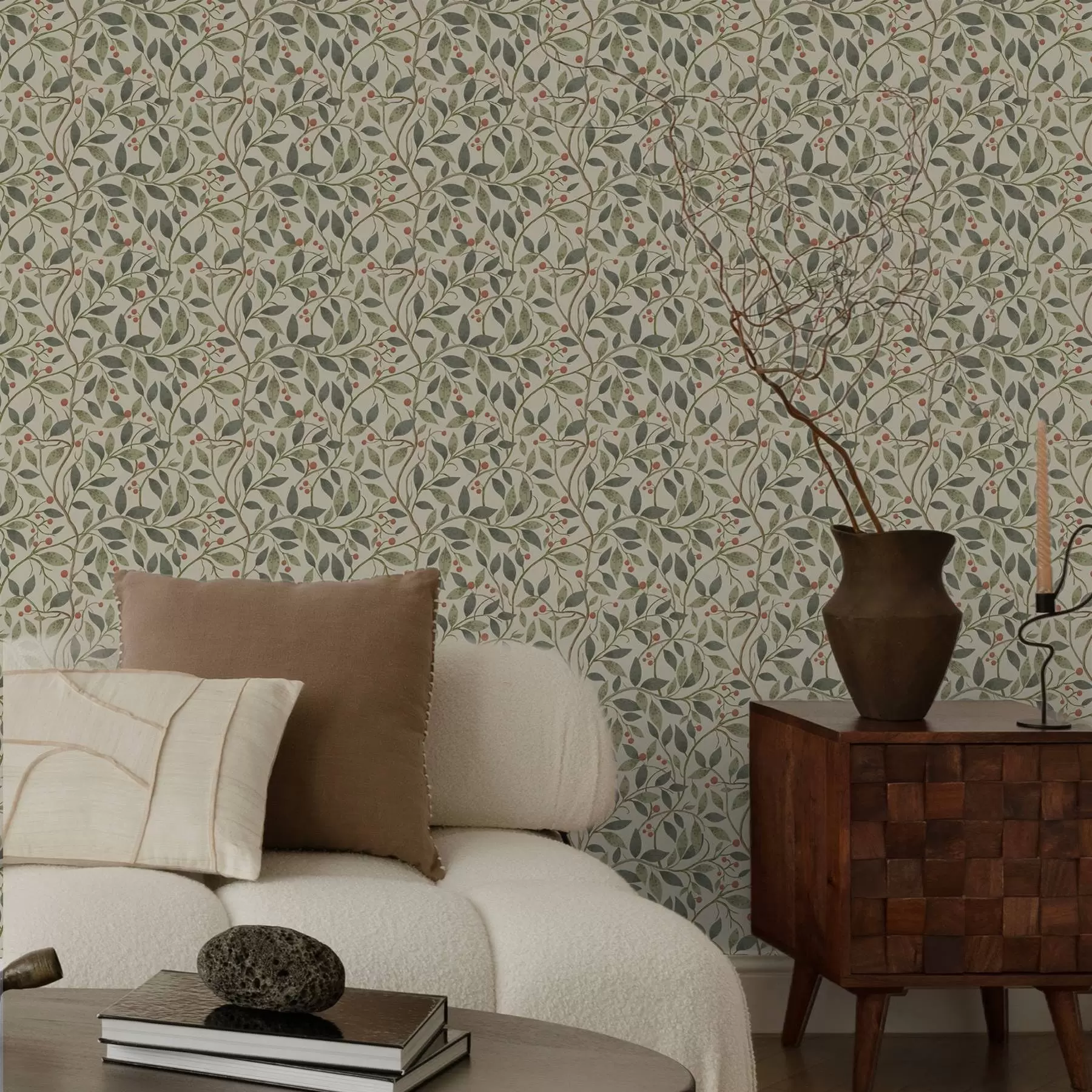 Фототапет Маслинови клонки с плодове на топъл светъл фон a00573