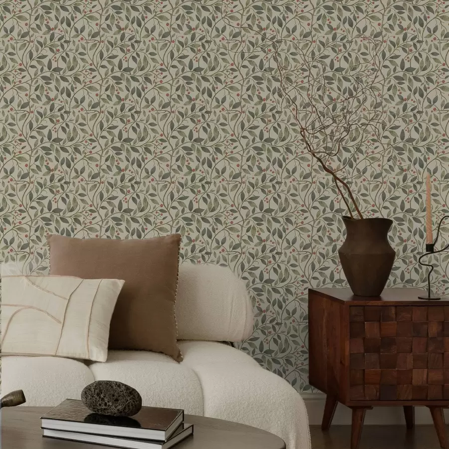 Фототапет Маслинови клонки с плодове на топъл светъл фон a00573