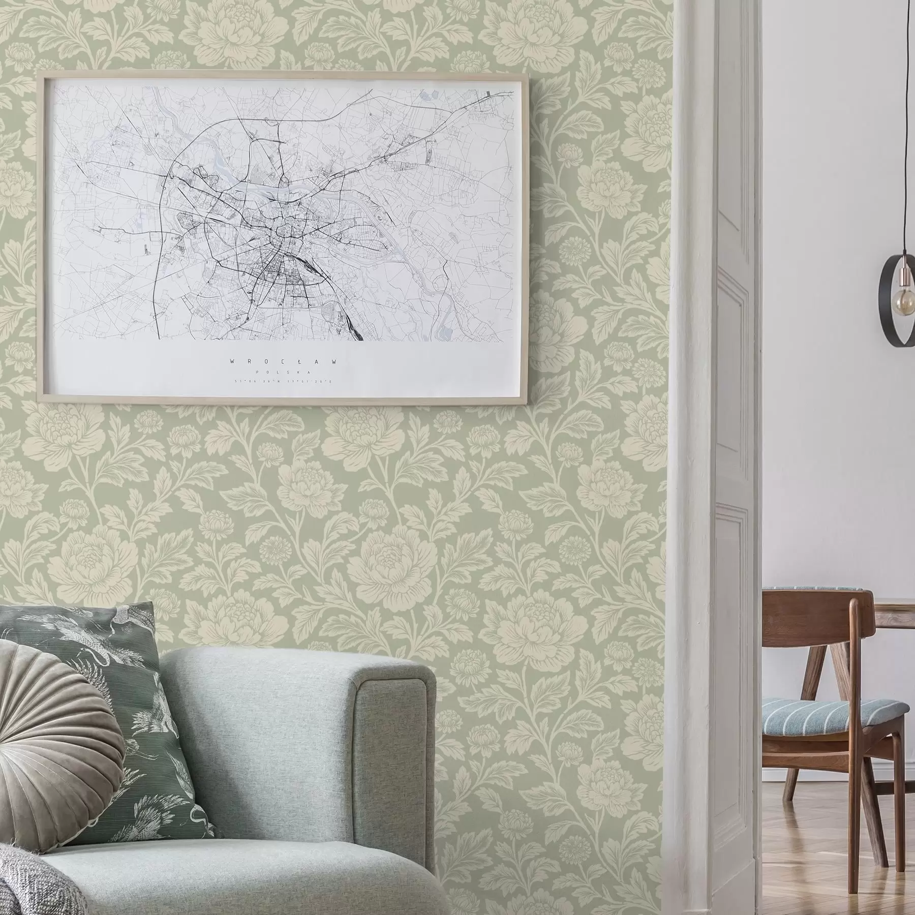 Фототапет Големи линейни божури на салатов фон a00582