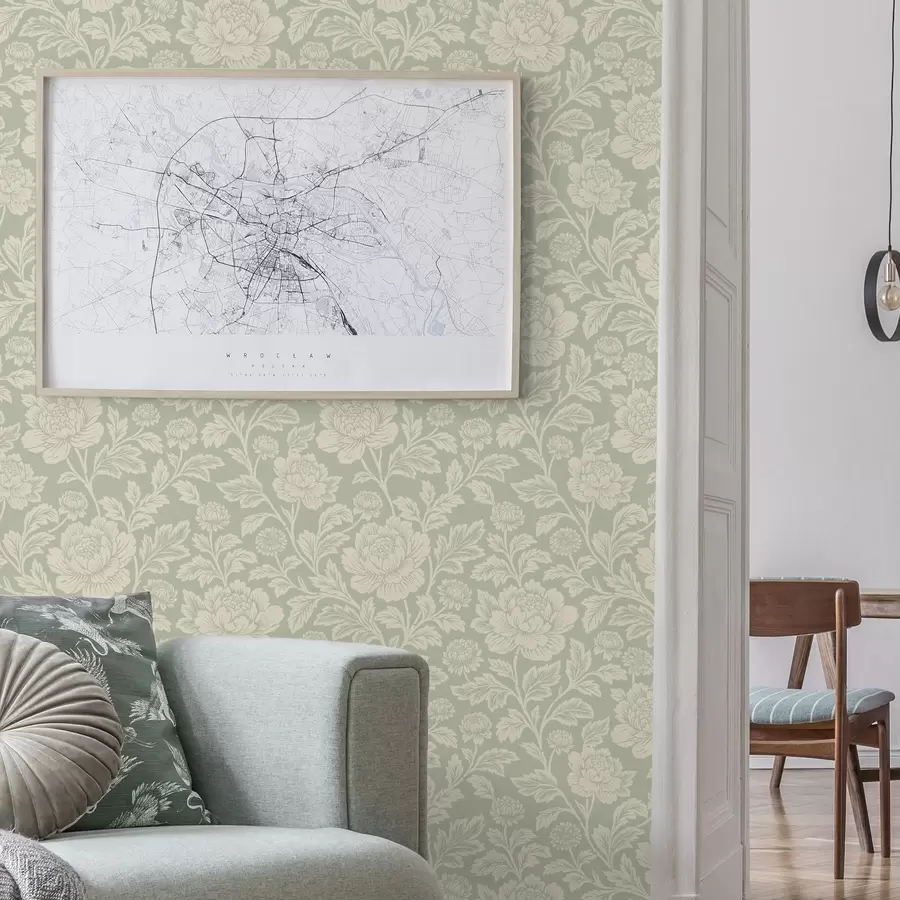 Фототапет Големи линейни божури на салатов фон a00582