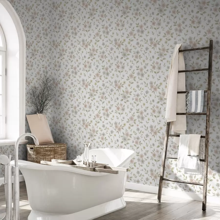 Фототапет Малки акварелни цветя в пастелни тонове върху бял фон a00596v1