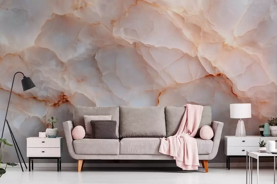 Фототапет Луксозна имитация на мрамор в бежово-сиви тонове с блестящ ефект w09412