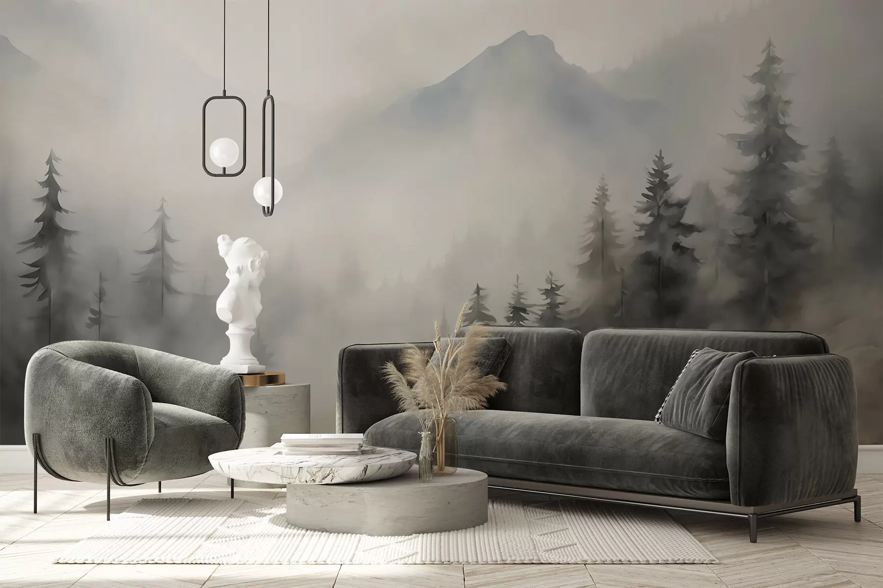 Фототапет Гора в мъглата на фона на планините w04493