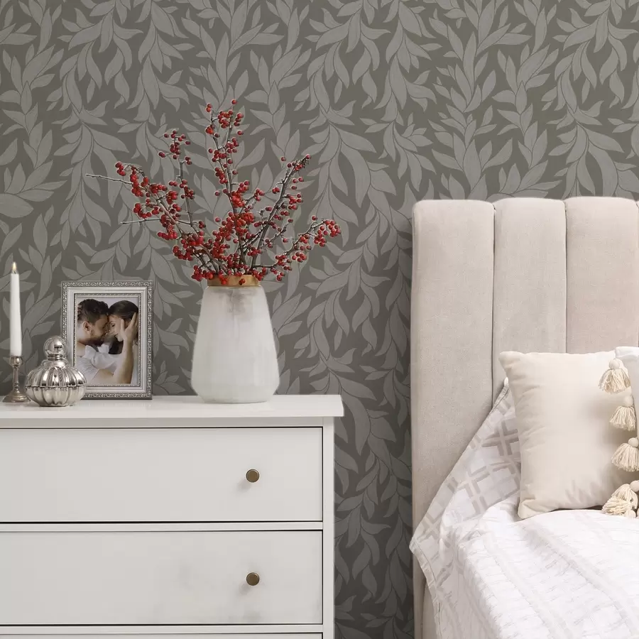 Фототапет Оливков фон с лилави листа, линейна текстура a00616v1