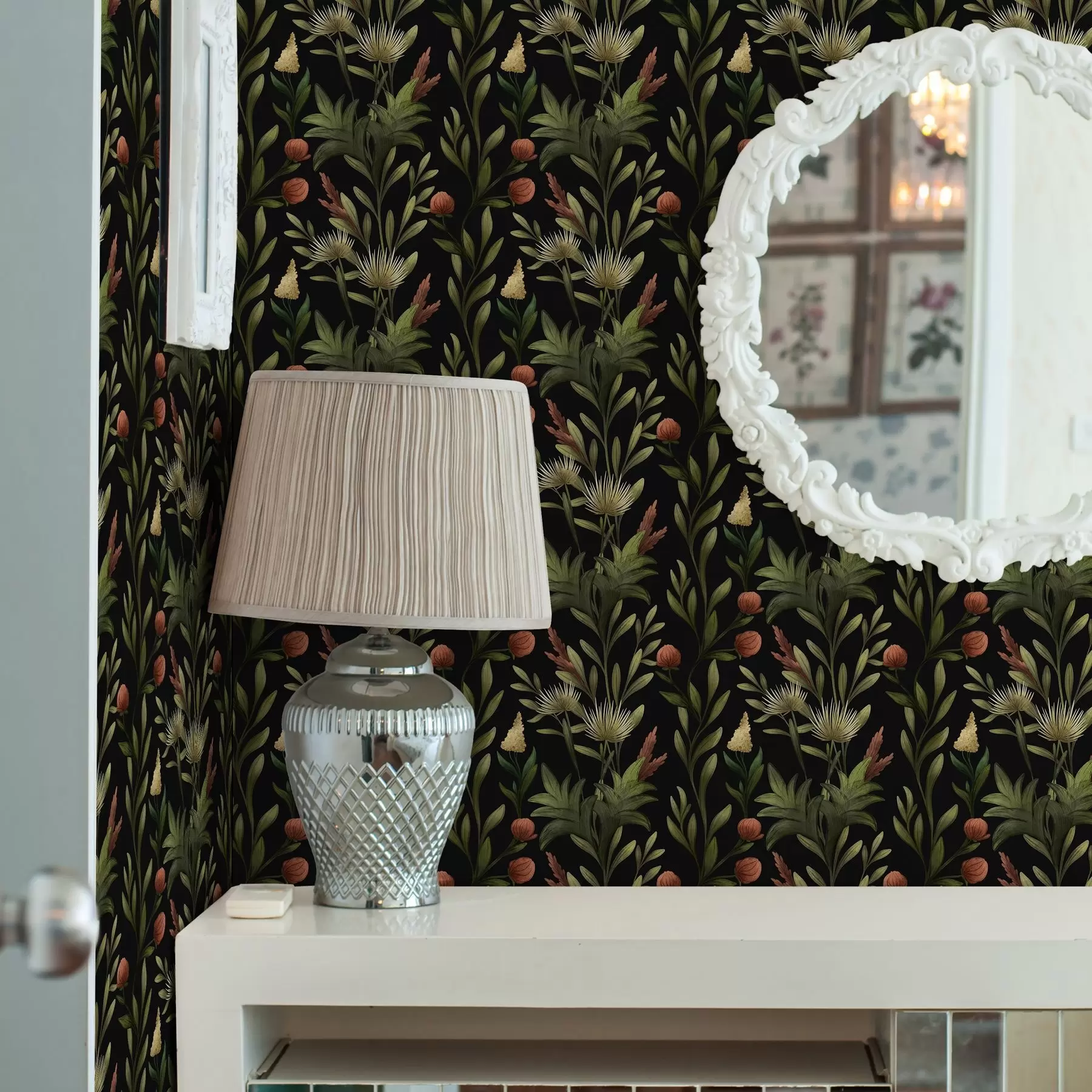 Фототапет Високи треви и цветя върху черен, детайлен принт a00620