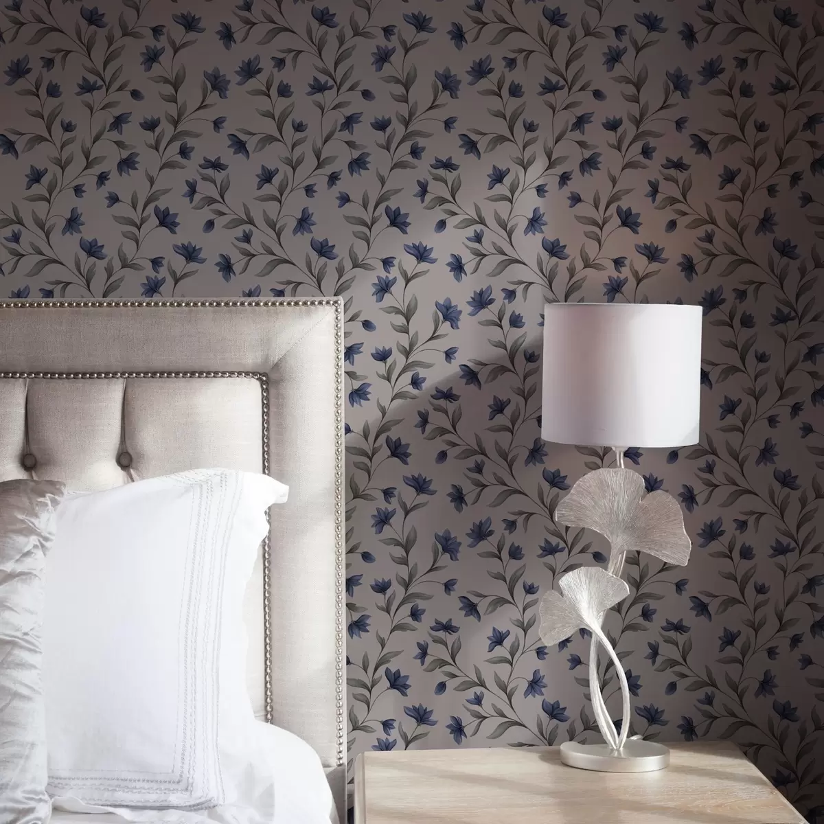 Тапети Сини камбанки на прахово-розов фон a00622v2