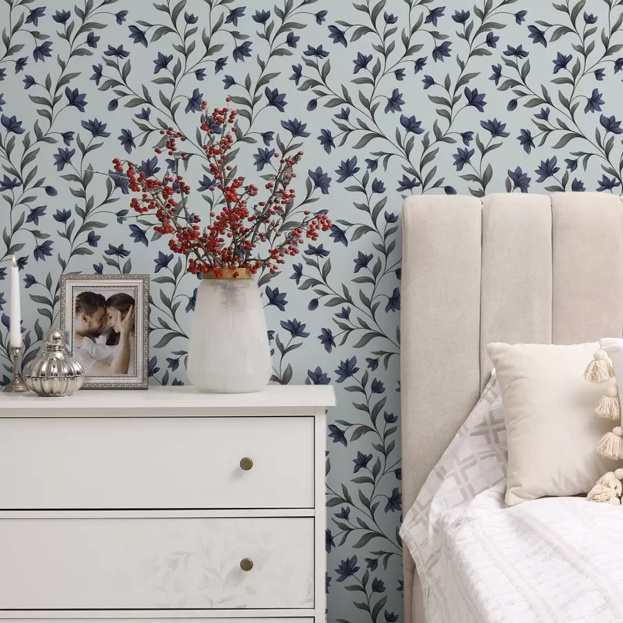 Фототапет Сини камбанки на светлосин фон a00622v3