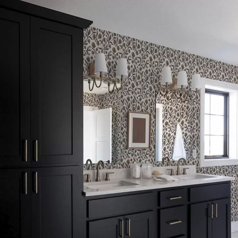 Фототапет Диви цветя в сиво-маслинени тонове на кремав фон a00623v1