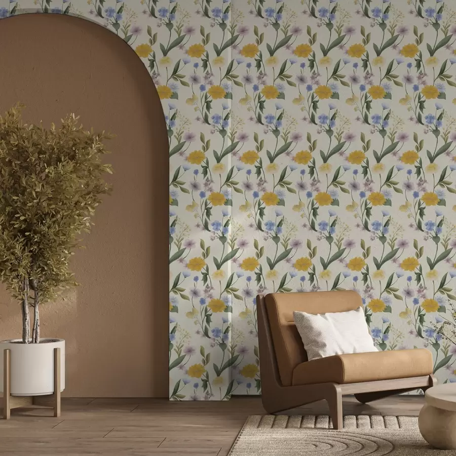 Фототапет Нежна комбинация от диви цветя в пастелни тонове a00624