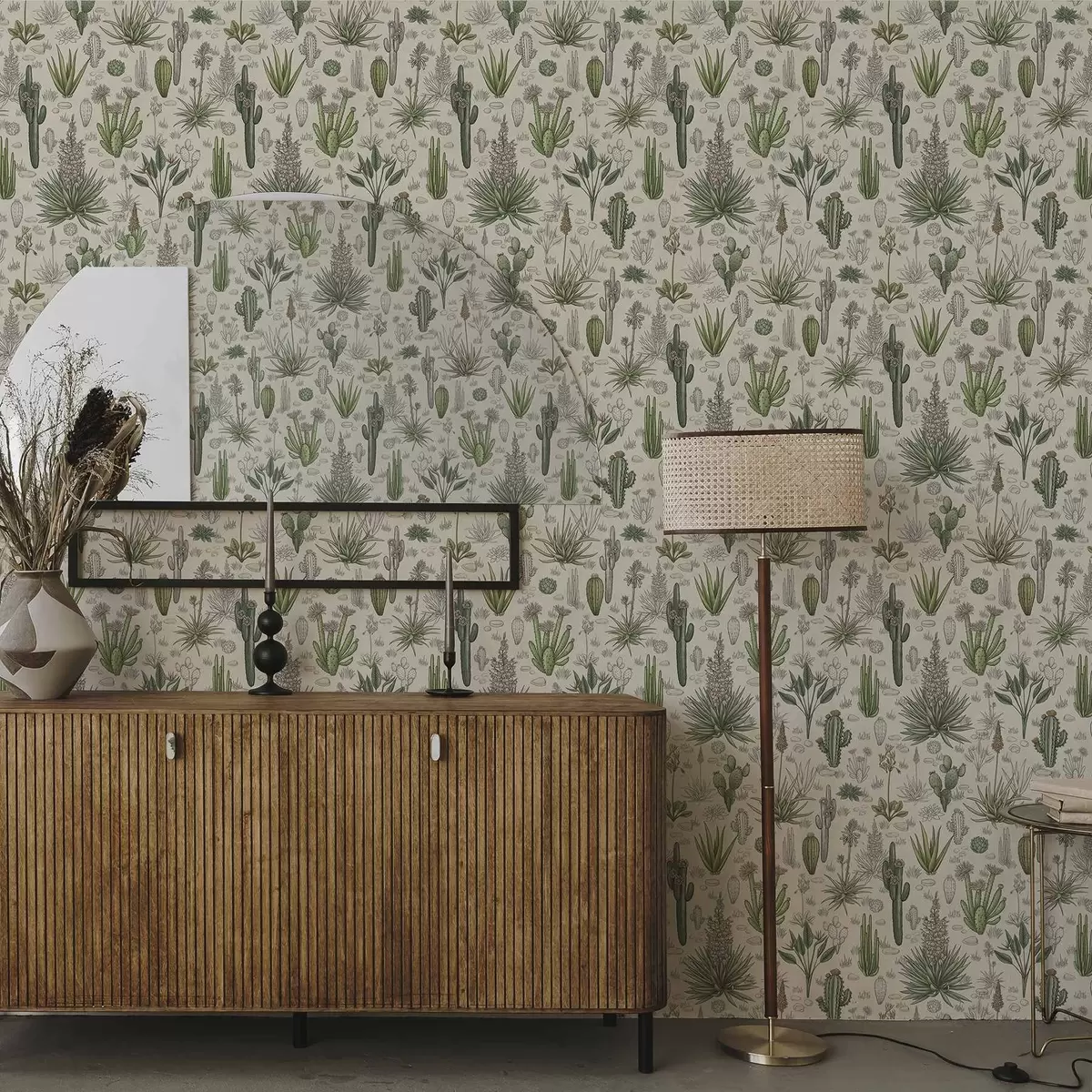 Тапети Кактуси и сукуленти на топъл фон, детайлен принт a00666