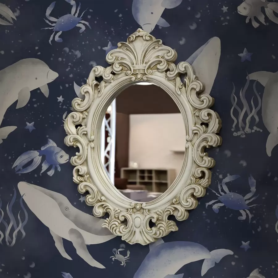 Фототапет Морски китове, делфини и раци на тъмно син фон a00720