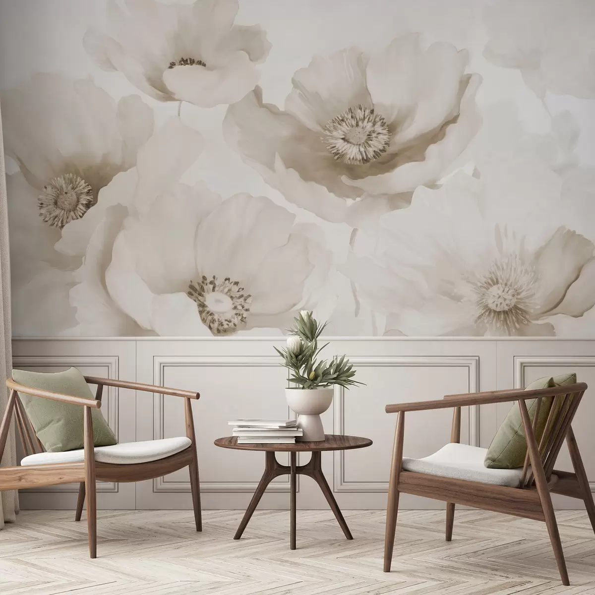 Фототапет Макове  нюанси на бежово w04656v1