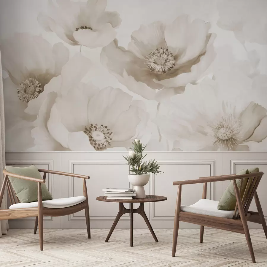 Фототапет Макове  нюанси на бежово w04656v1