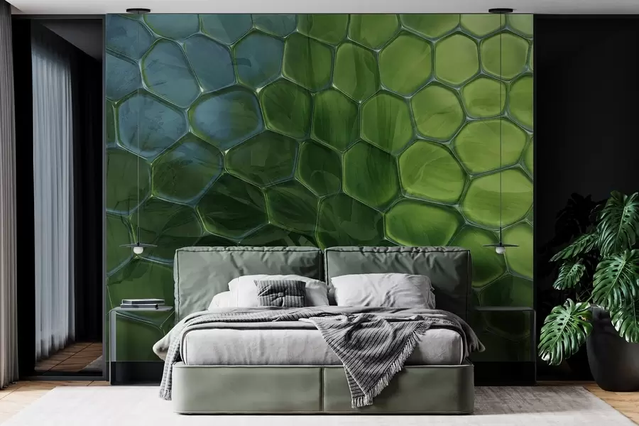 Фототапет Листа през стъклени пчелни пити w04667