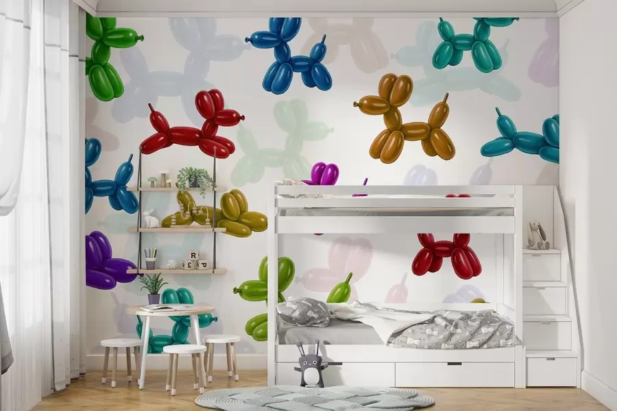 Фототапет Боядисани кучета, направени от топки w04676