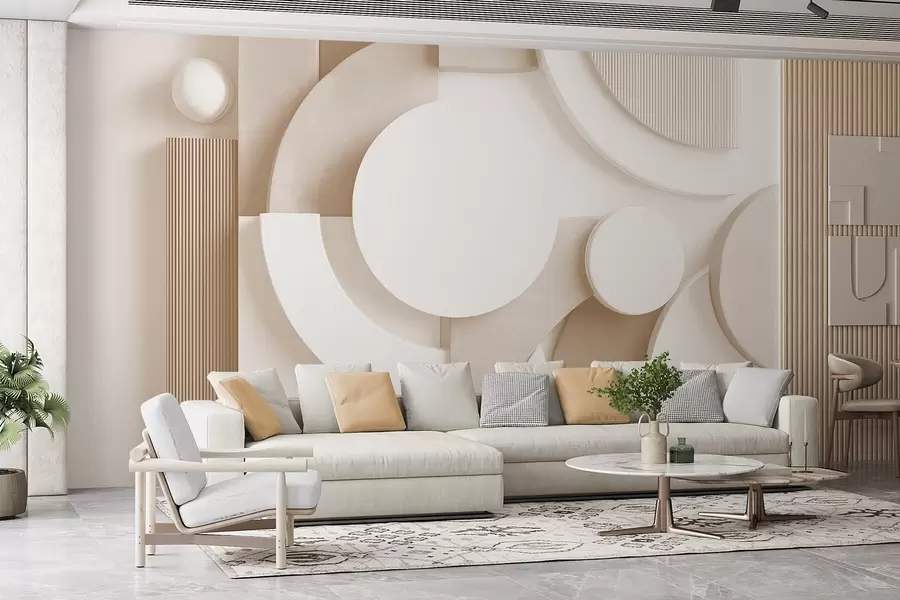 Фототапет Модерна обемна абстракция в бежови нюанси w09441v1