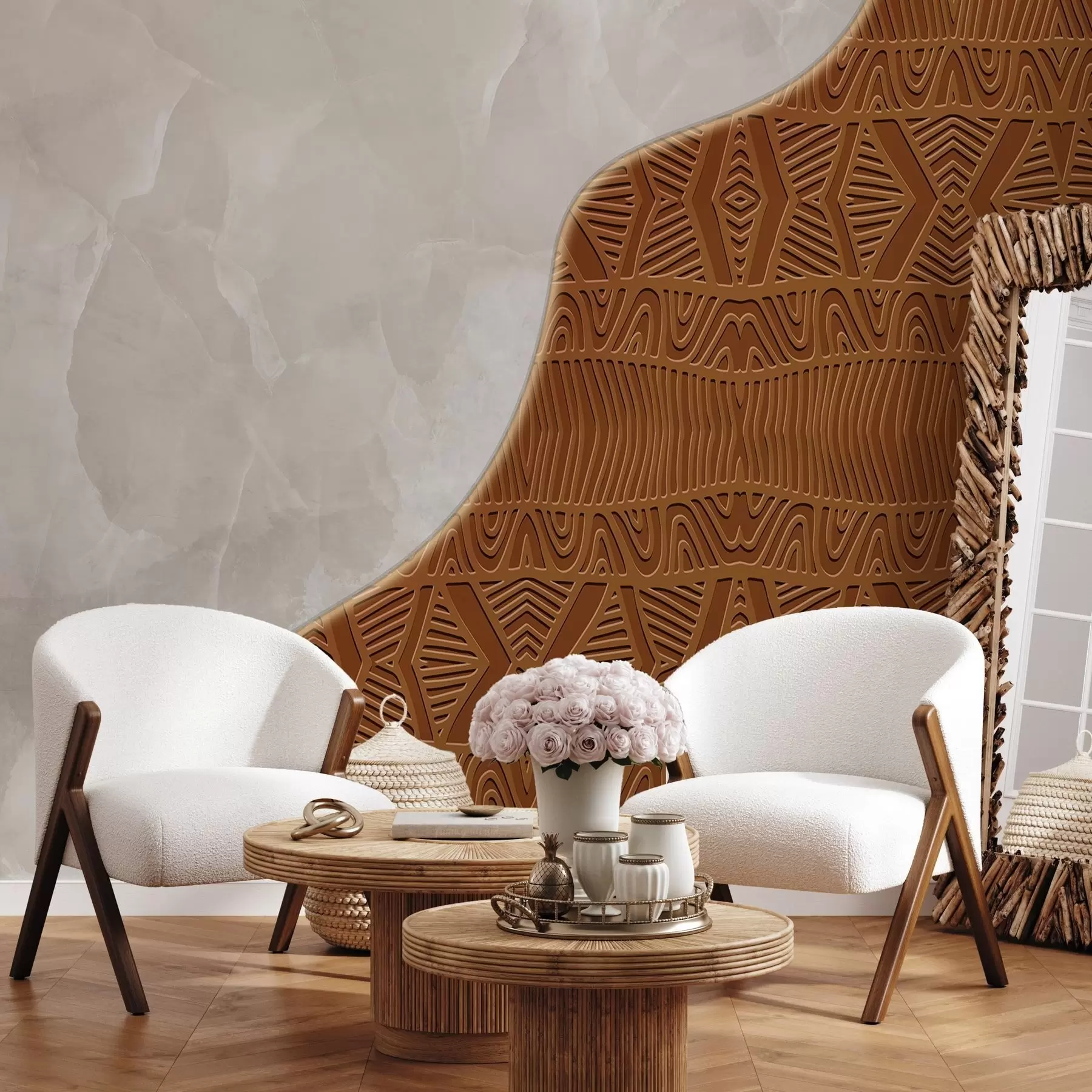 Фототапет Орнамент и бетон w04664