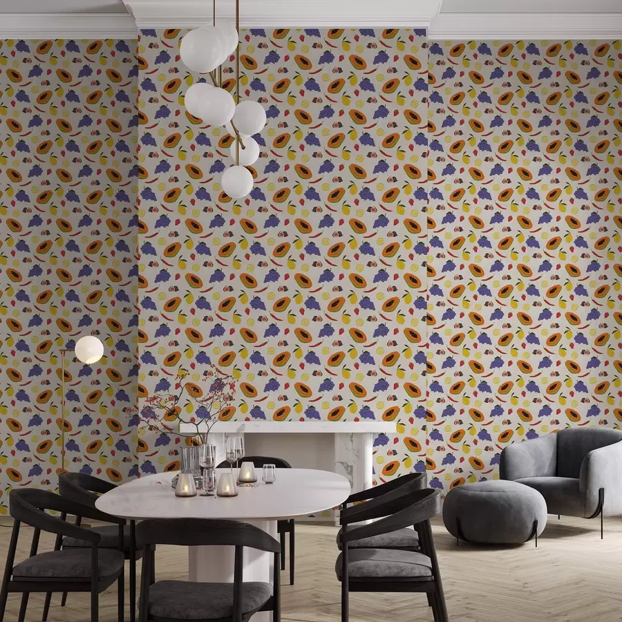 Фототапет Папая, грозде и лимони — ярка плодова смес a00803