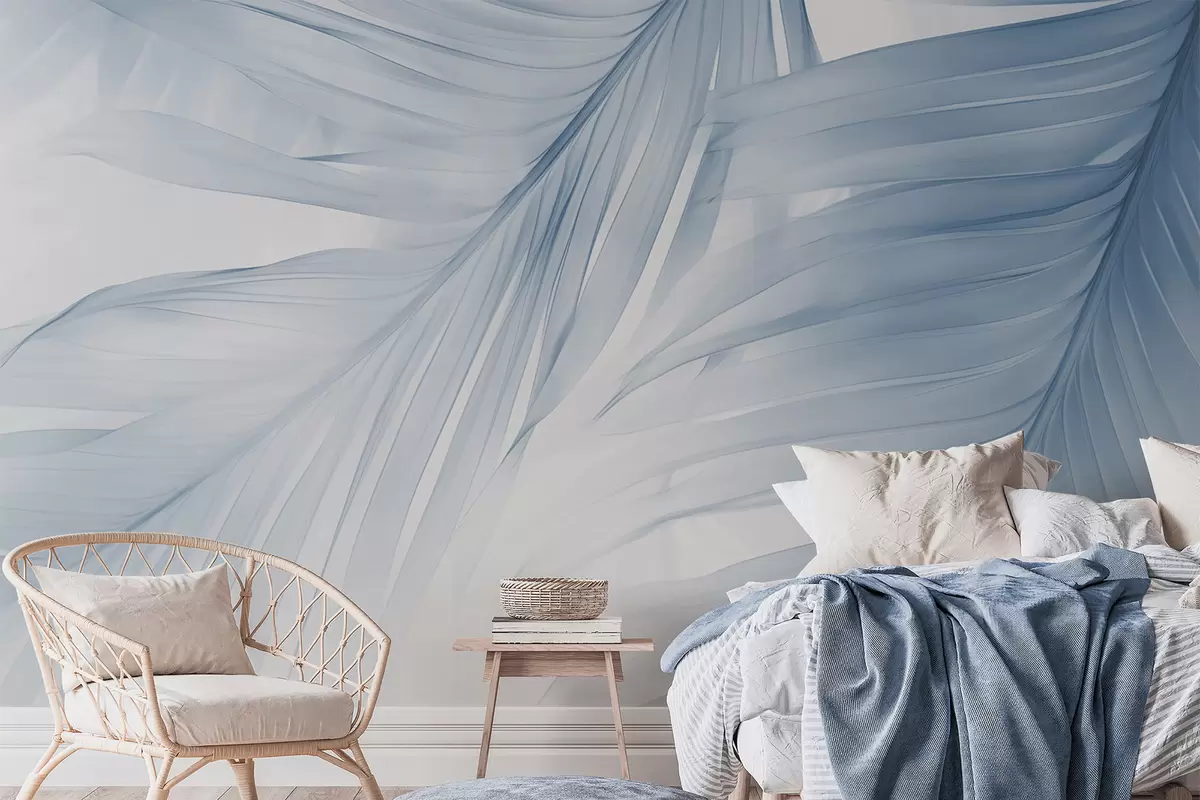 Фототапет Листа на папрат в сини нюанси w04727v1