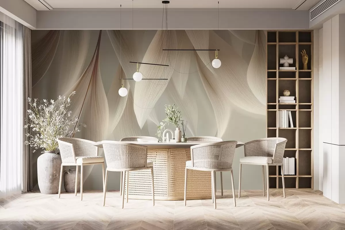 Фототапет Висящи листа със стилизиран контур w04706