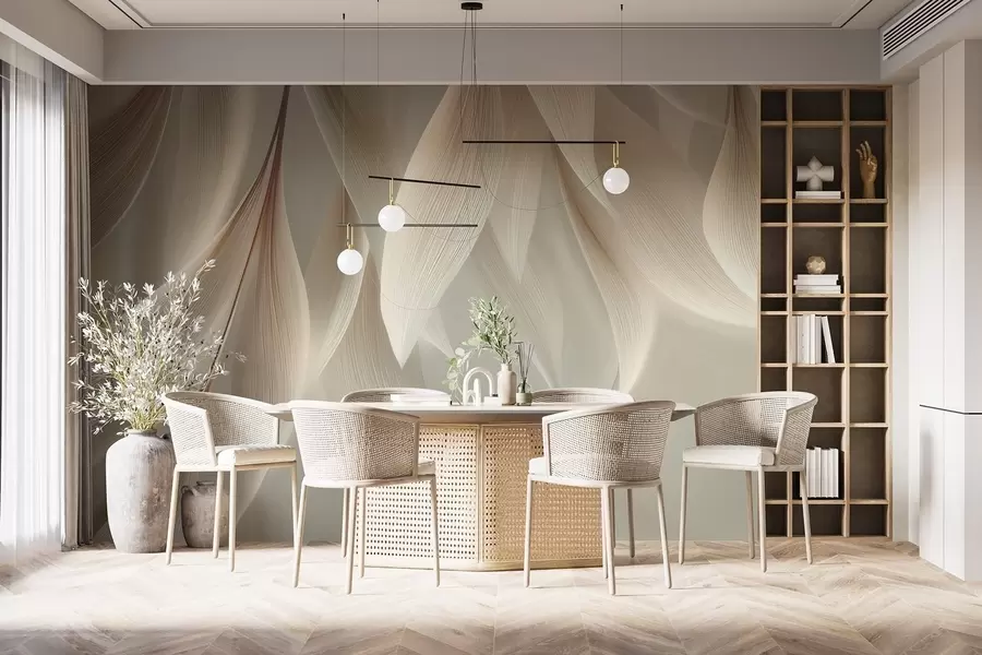 Фототапет Висящи листа със стилизиран контур w04706