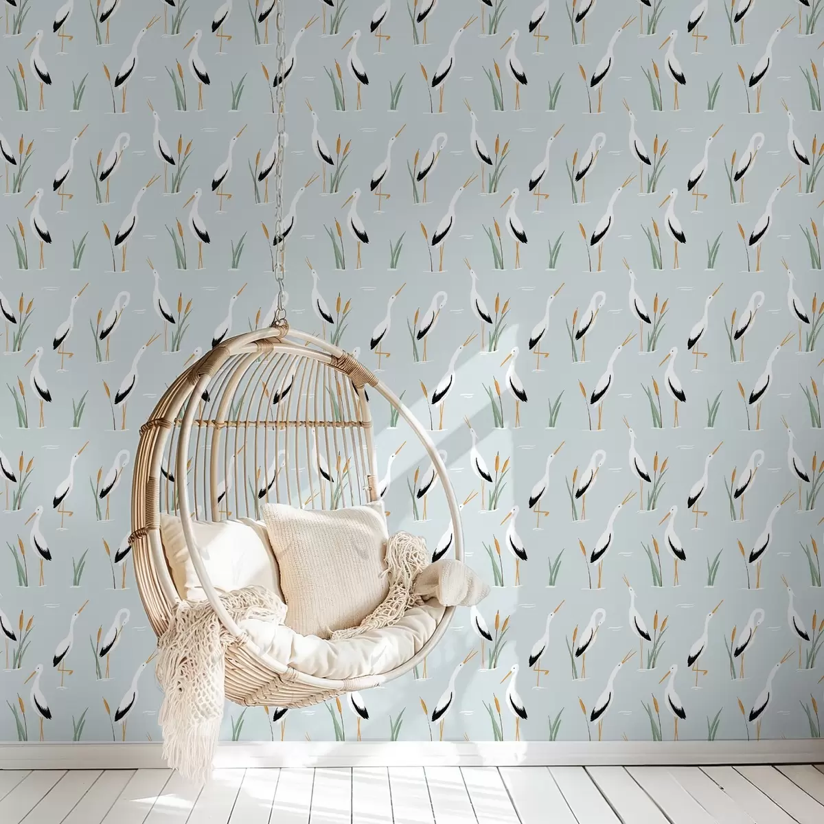 Тапети Чапли сред тръсти на мек син фон a00650v1